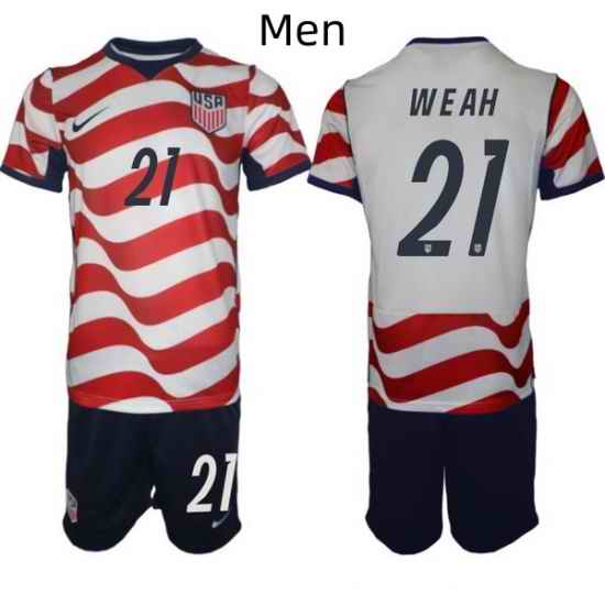 USA FIFA World Cup 2026 Soccer Red Home Jersey Timothy Weah #21